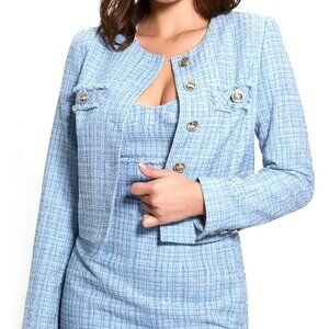 NWT Guess Alara Shimmer Tweed Jacket, Blue, M